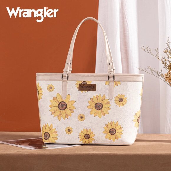 Wrangler Sunflower Print Tote Bag Beige - Picture 1 of 4